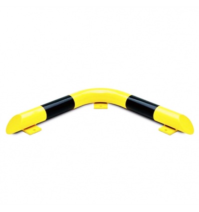 Butée dangle anticollision acier avec platine tube Ø76MM noir jaune L 650 x H 86