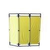 Barrière paravent brise vue tissu tubes PVC transportable 3 volets jaune 1700xH1800mm