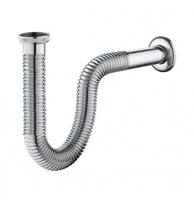 Siphon lavabo gaine souple 80 cm chromé