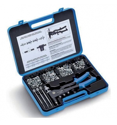 Coffret écrous et pince à sertir BRK01 1 pince BRK01 3 tiges et 3 enclumes M4 à M6 et 50 écrous Ø 4 5 et 6mm