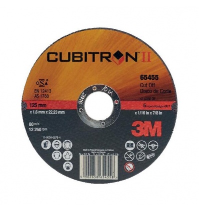 Disques à tronçonner 3M Cubitron II 125 mm x 1 mm x 2223 mm A60 boîte de 50