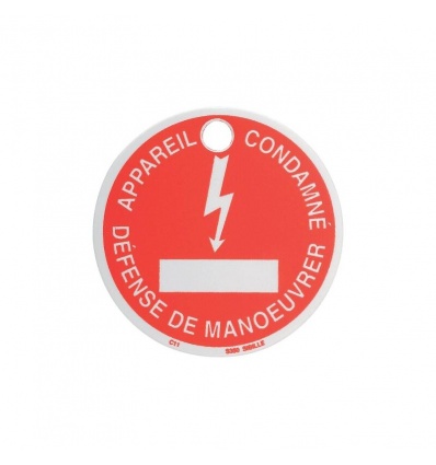 Macaron de signalétique en aluminium rond pour cadenas de condamnation CAD60 réf CAD60C