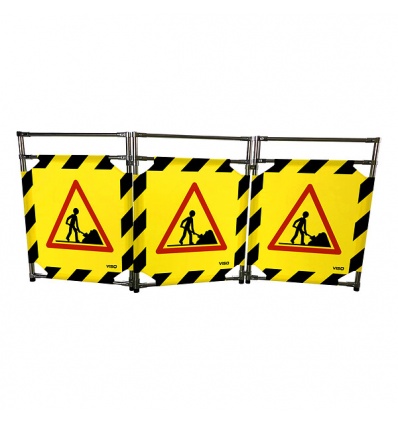 Barrière 100x170cm INOX 304 3 vantaux logo danger rouge et blanc