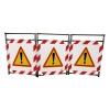 Barrière 100x170cm INOX 304 3 vantaux logo danger rouge et blanc