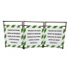 Barrière 180x170cm INOX 304 3 vantaux texte travaux en cours 5 langues vert et blanc