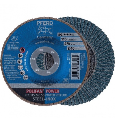 Disque à lamelles conique pfc performance acier et inox 125 mm grain40 bleu boîte de 10 167939 PFERD