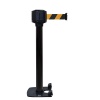 Poteau de guidage noir usage intérieurextérieur sangle noire 10m x 50mm base lourde à roulettes