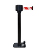 Poteau de guidage noir usage intérieurextérieur sangle noire 10m x 50mm base lourde à roulettes