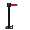 Poteau de guidage noir usage intérieurextérieur sangle noire 10m x 50mm base lourde à roulettes