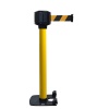 Poteau de guidage noir usage intérieurextérieur sangle noirjaune 10m x 50mm base lourde à roulettes