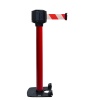 Poteau de guidage noir usage intérieurextérieur sangle rouge 10m x 50mm base lourde à roulettes