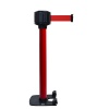 Poteau de guidage noir usage intérieurextérieur sangle rouge 10m x 50mm base lourde à roulettes