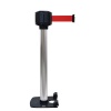 Poteau de guidage rougeblanc usage intérieurextérieur sangle rougeblanc 10m x 50mm base lourde à roulettes