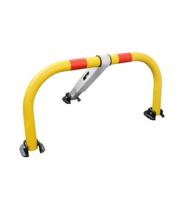 Barrière de parking fixations 1 clé pompier 14 mm 860x456x Ø 60 jaune bandes rouges