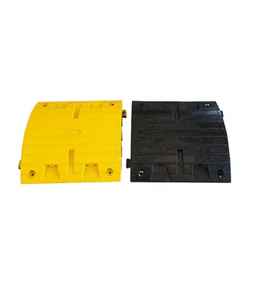 Ralentisseur caoutchouc poids lourds 1 noir1 jaune 2 passecâbles Ø40 long totale 1mx500mmxH70mm maxi 50T