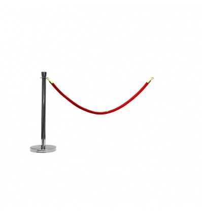 Poteau chromé 1 corde rouge 160m x Ø 32 H 980 Ø 50 Ø base 320mm