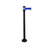 Poteau de guidage noir à fixer sangle bleue 2m x 50mm H980 x Ø 80