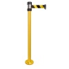 Poteau de guidage jaune à fixer sangle noire 2m x 50mm H980 x Ø 80