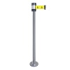 Poteau de guidage chromé à fixer sangle 2m x 50mm jaune logo DANGER H980 x Ø 80