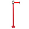 Poteau de guidage chromé à fixer sangle rougeblanche 2m x 50mm H980 x Ø 80