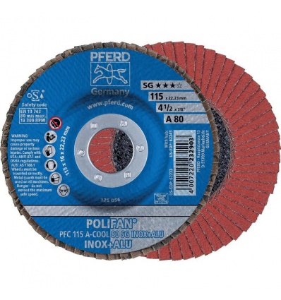 Disque à lamelles conique pfc performance alu et inox 125 mm grain80 rouge boîte de 10 232965 PFERD