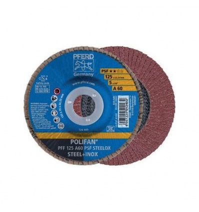 Disques à lamelles plat universel Polifan PSF Steelox acier et inox 115 mm grain80 rouge boîte de 10 512401 PFERD