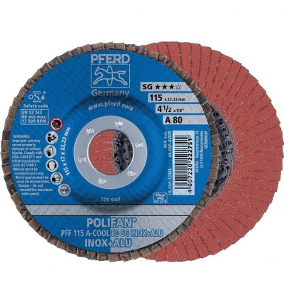 Disque à lamelles plat pff performance alu et inox 125 mm grain80 rouge boîte de 10 232958 PFERD