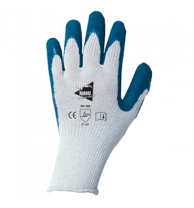 Gants de manutention courante à enduction latex sur support polycoton blanc MM014 sachet de 12 paires taille 8