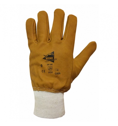 Gants cuir hydrofuge pleine fleur avec poignet élastique et protège artère Captain Kosto C809 12 paires taille 8