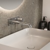 Mitigeur lavabo mural encastré Joy 1 rosace bords arrondis Gris magnétique Projection Bec 220 mm