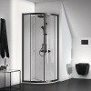 Porte de douche paroi accès dangle Quart de cercle Connect II 80x80cm IC profilé Noir mat Clear