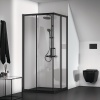 Porte de douche paroi accès dangle Connect II 80cm profilé noir mat