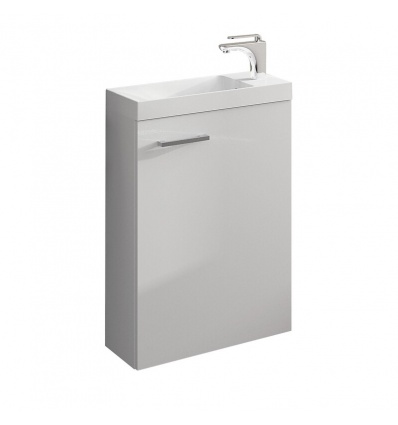 Meuble lavemains 1 porte blanc brillant larg 40 cm vasque synthèse