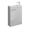 Meuble lavemains 1 porte blanc brillant larg 40 cm vasque synthèse