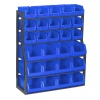 Rack acier simple face 15 bacs 4L 12 bacs 10L bleu H1090x880x285