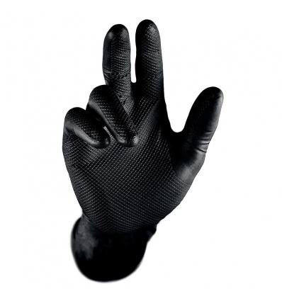 Gant jetable 246BK en nitrile Noir non poudré avec poignée texturée 6 mil 015 mm Boîte de 50 gants Taille 9