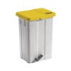 Poubelle à pédale compacte 50L couvercle jaune hauteur 580mm largeur 410mm longueur 345mm