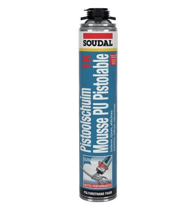 Mousse polyuréthane autoexpansive pistolable à visser Soudafoam 1K coloris jaune aérosol de 700ml