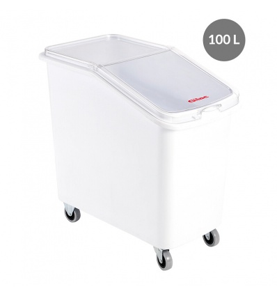 Bac à ingrédients 100 L couvercle 4 roues chape inox