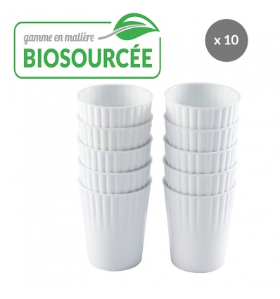 Gobelets 22 cl biosourcés lot de 10 blanc