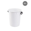 Poubelle ronde 50 L avec poignées noires blanc