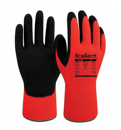 Gants 51500 ACRYLICLATEX Jauge 10 Thermique orange taille 7 la paire