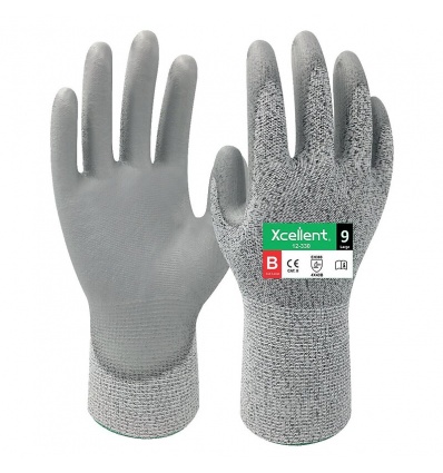 Gants 12330 POLYESTERPU Jauge 13 Anticoupure B gris taille 6 sachet de 2 paires