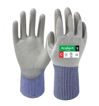 Gants 12350 POLYESTERPU Jauge 13 anticoupure C gris taille 6 sachet de 12 paires