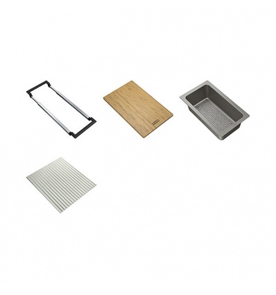 Set accessoires cuisine AllIn Set 3 support téléscopique planche égouttoir tapis pliable