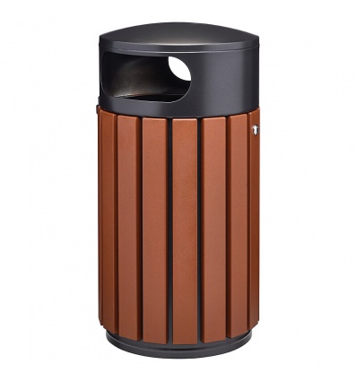 Corbeille à poser ou à fixer Zeno extreme 60L lattes aluminium effet corten tête inox poudrées gris manganese