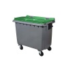 Conteneur Korok 4 roues 660L sans barre gris vert