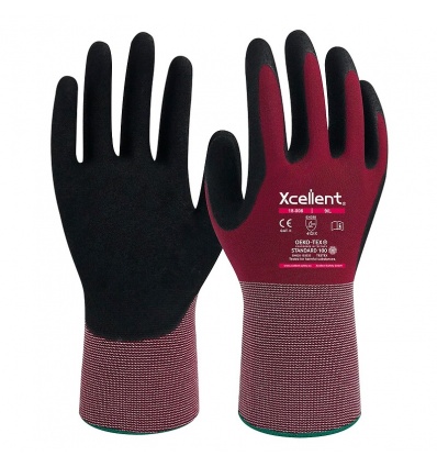 Gants dextérité nylon enduction nitrile jauge 18 18008 taille 6 sachet de 12 paires