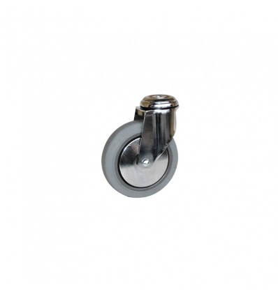 Roulette collectivité chromée pivotante œil 90kg œil 12 caoutchouc gris 125mm Rlt billes