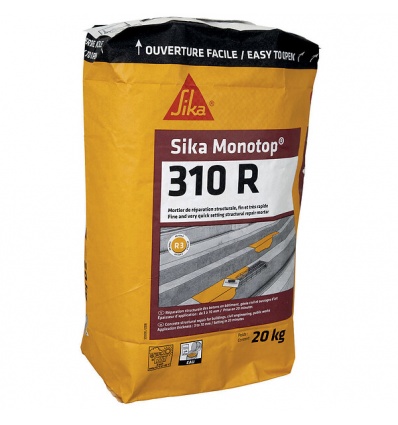 Mortier fin à prise rapide Sika MonoTop 310R pour réparation structurelle et non structurelle des bétons sac 20kg